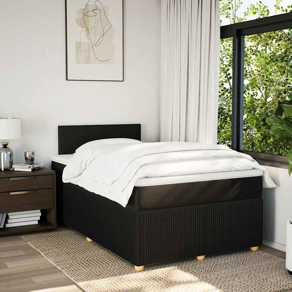 Sommier à lattes de lit avec matelas noir 120x190 cm tissu - XIOS