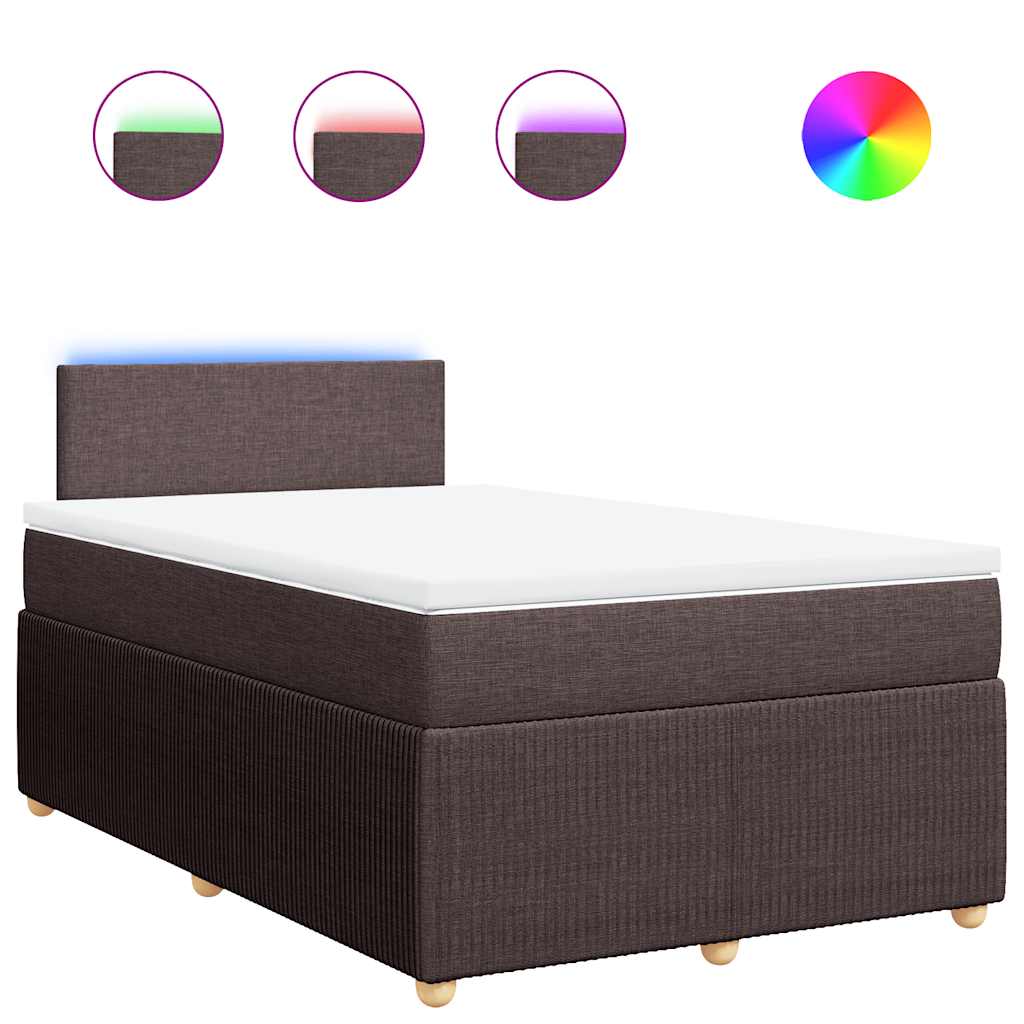 Sommier à lattes de lit et matelas marron foncé 120x190cm tissu - XIOS