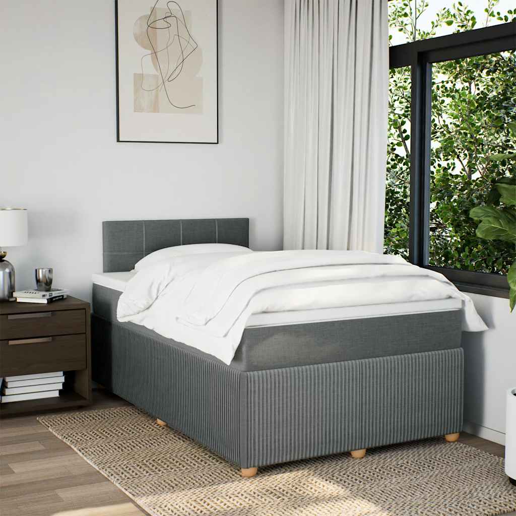 Sommier à lattes de lit avec matelas gris foncé 120x190cm tissu - XIOS