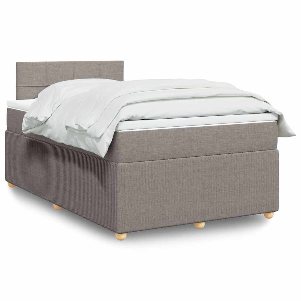 Sommier à lattes de lit avec matelas taupe 120x190 cm tissu - XIOS