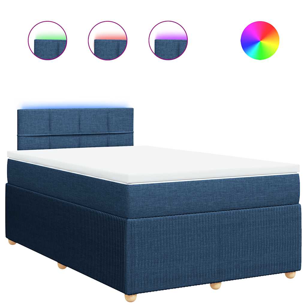 Sommier à lattes de lit avec matelas bleu 120x190 cm tissu - XIOS