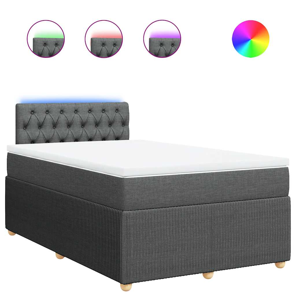 Sommier à lattes de lit avec matelas gris foncé 120x190cm tissu - XIOS