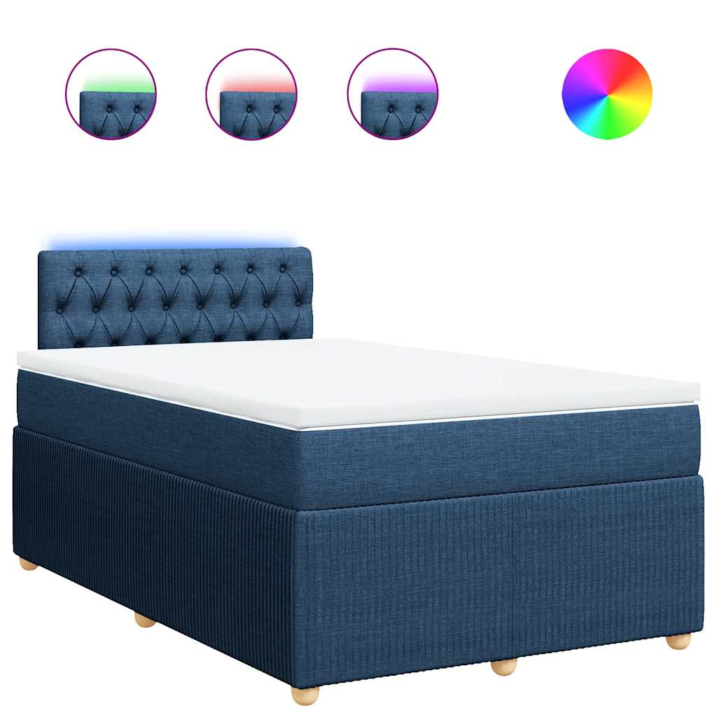 Sommier à lattes de lit avec matelas bleu 120x190 cm tissu - XIOS