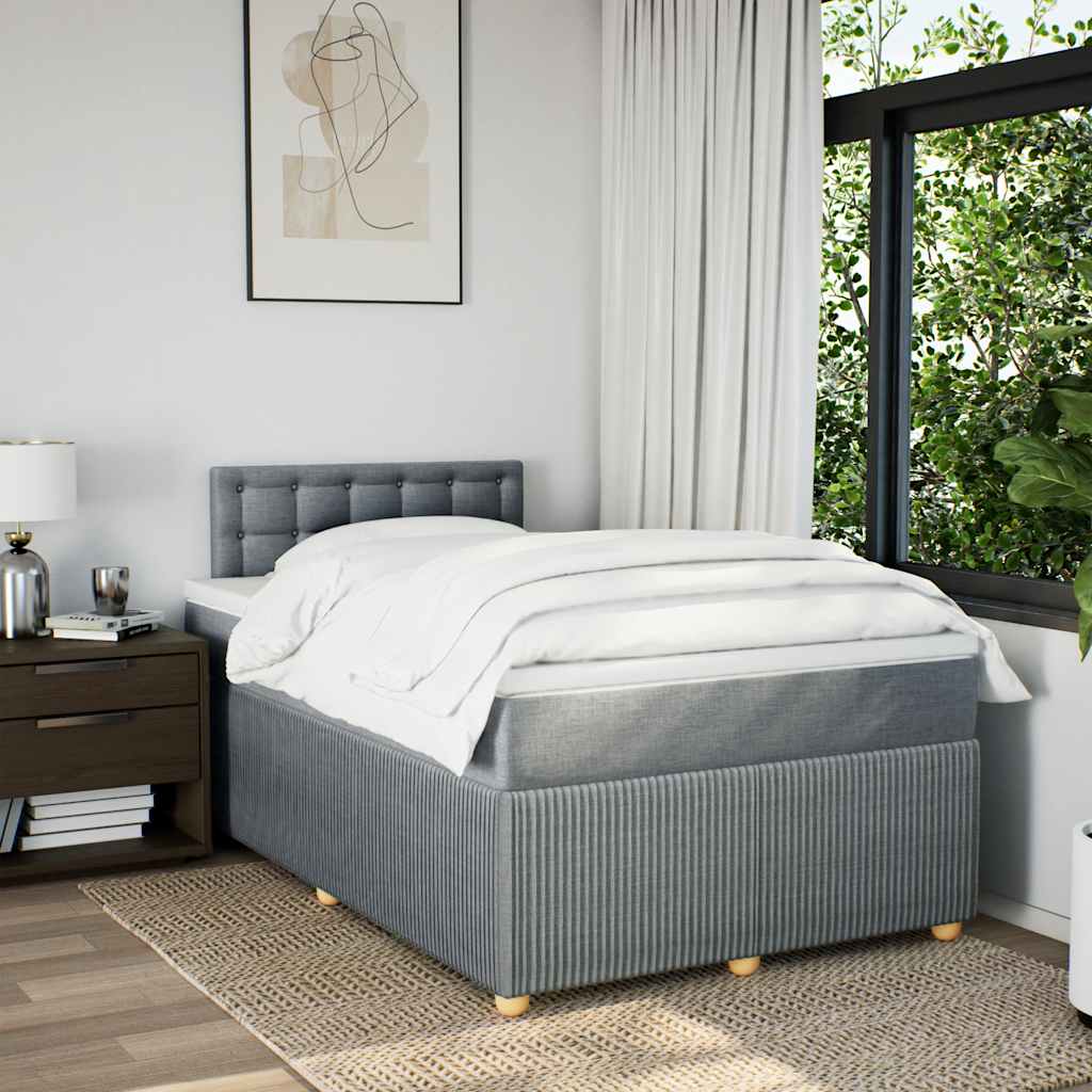Sommier à lattes de lit et matelas gris clair 120x190 cm tissu - XIOS