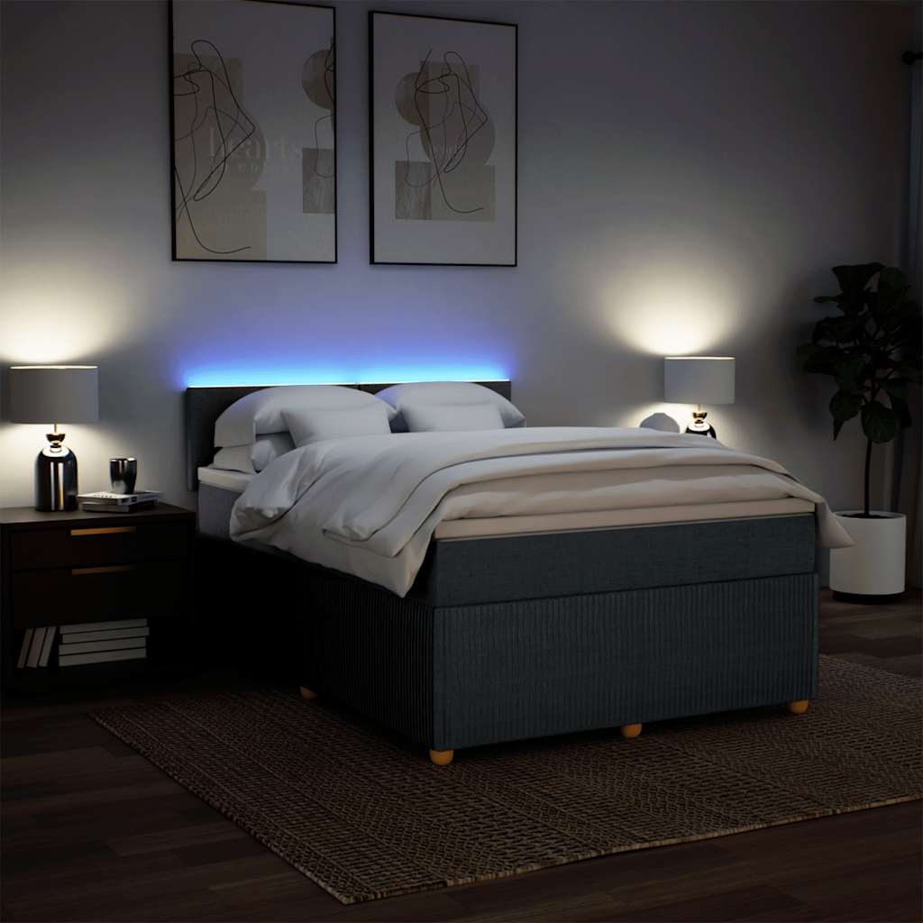Sommier à lattes de lit avec matelas Gris foncé 140x190cm Tissu - XIOS