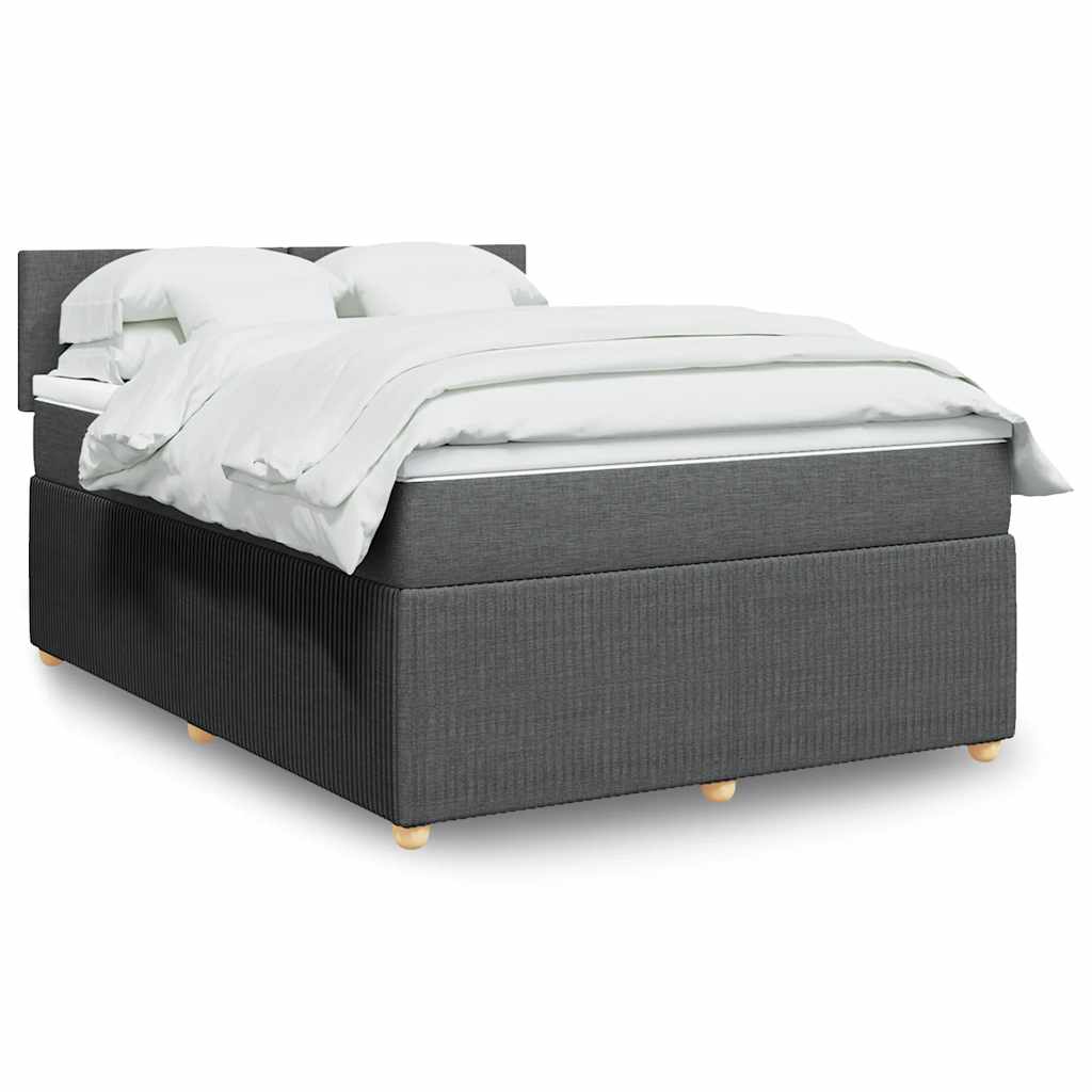 Sommier à lattes de lit avec matelas Gris foncé 140x190cm Tissu - XIOS