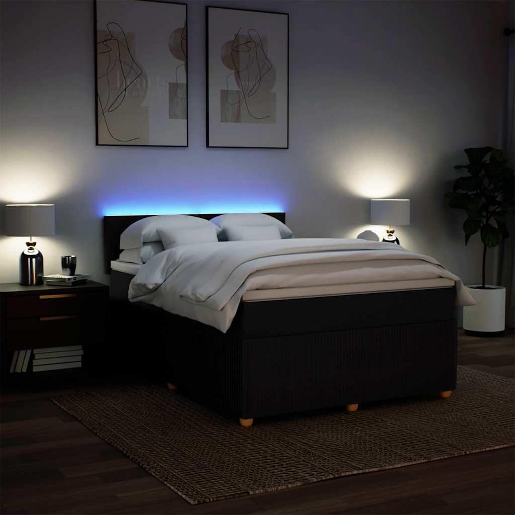 Sommier à lattes de lit avec matelas Noir 140x190 cm Tissu - XIOS