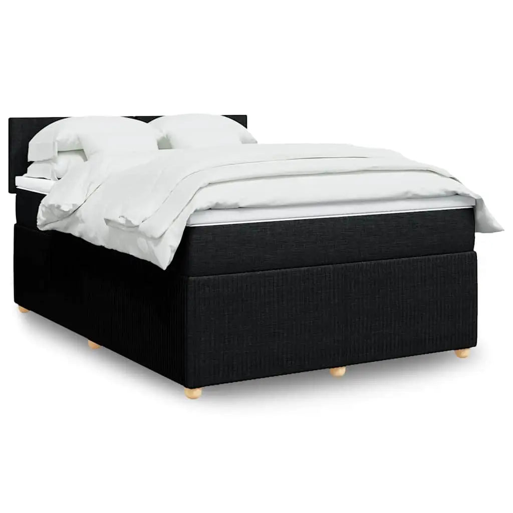 Sommier à lattes de lit avec matelas Noir 140x190 cm Tissu - XIOS