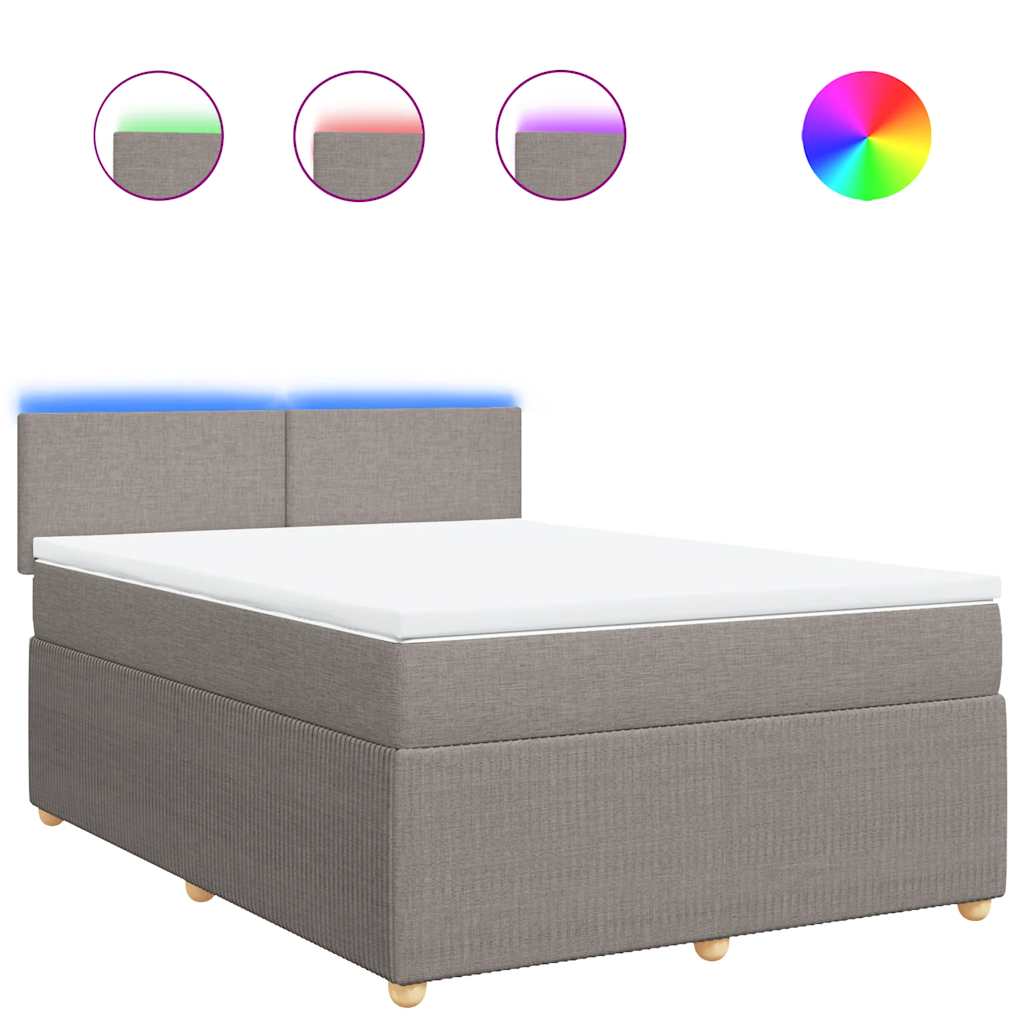 Sommier à lattes de lit avec matelas Taupe 140x190 cm Tissu - XIOS