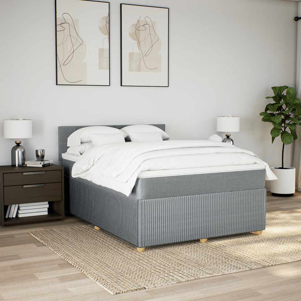 Sommier à lattes de lit avec matelas Gris clair 140x190cm Tissu - XIOS