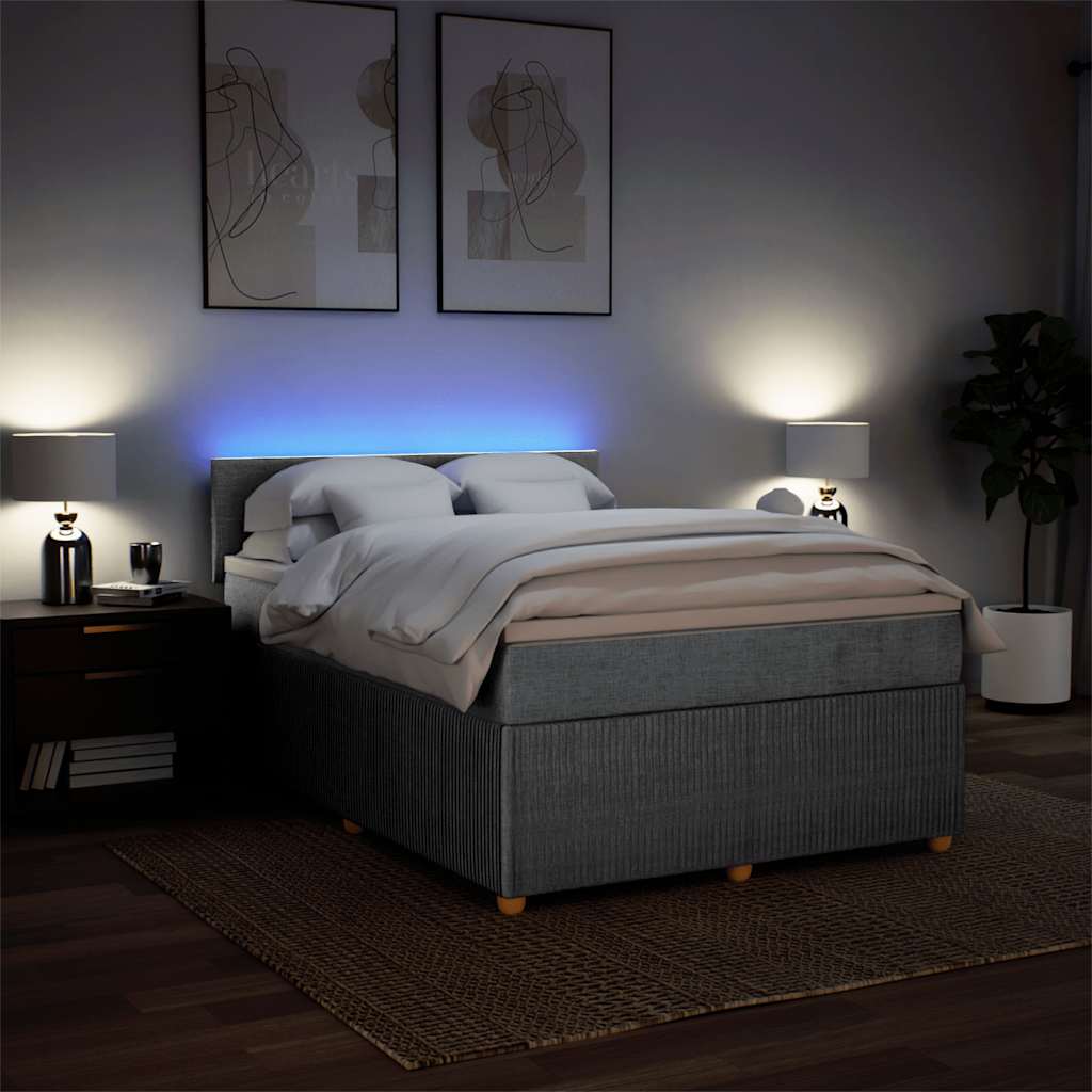 Sommier à lattes de lit avec matelas Gris clair 140x190cm Tissu - XIOS