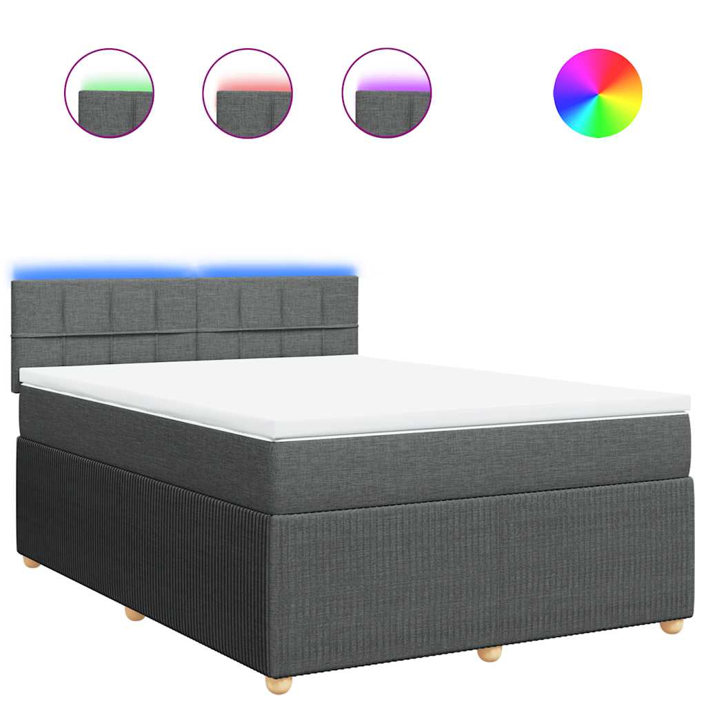 Sommier à lattes de lit avec matelas Gris foncé 140x190cm Tissu - XIOS