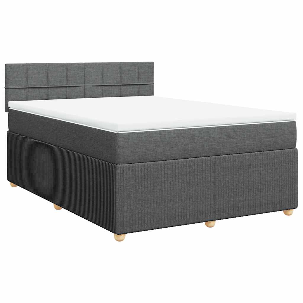 Sommier à lattes de lit avec matelas Gris foncé 140x190cm Tissu - XIOS