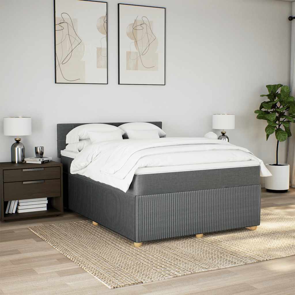 Sommier à lattes de lit avec matelas Gris foncé 140x190cm Tissu - XIOS