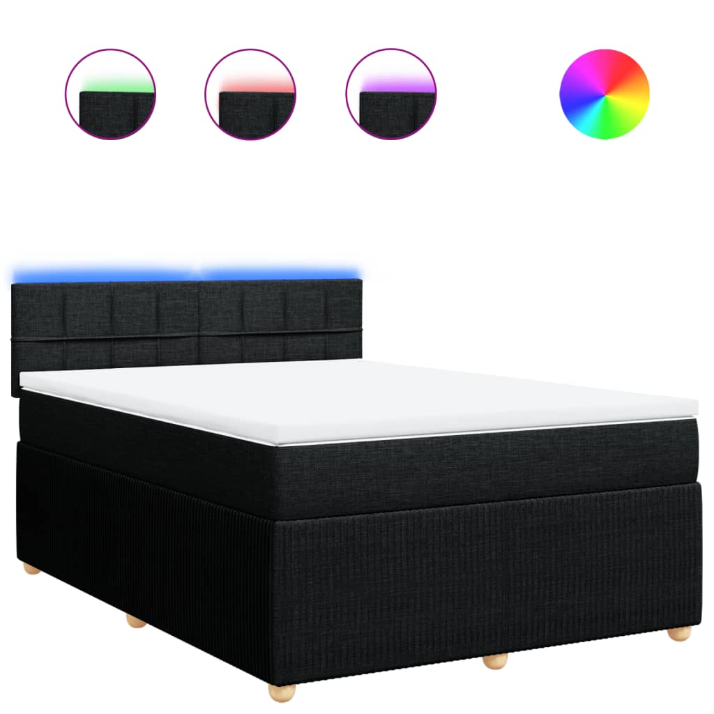 Sommier à lattes de lit avec matelas Noir 140x190 cm Tissu - XIOS