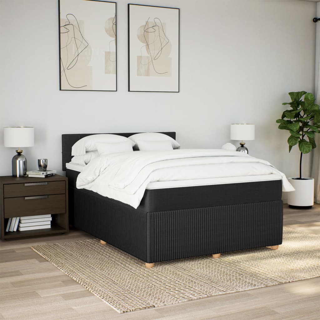 Sommier à lattes de lit avec matelas Noir 140x190 cm Tissu - XIOS