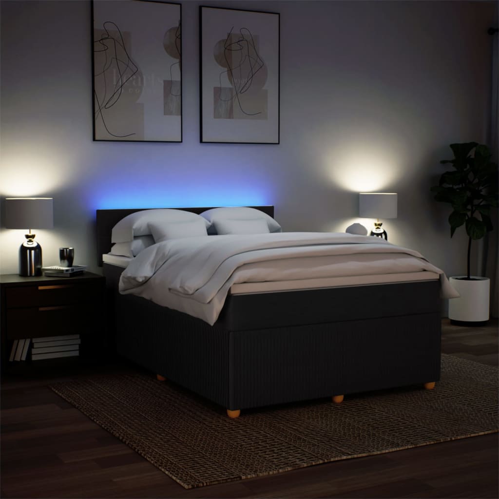 Sommier à lattes de lit avec matelas Noir 140x190 cm Tissu - XIOS