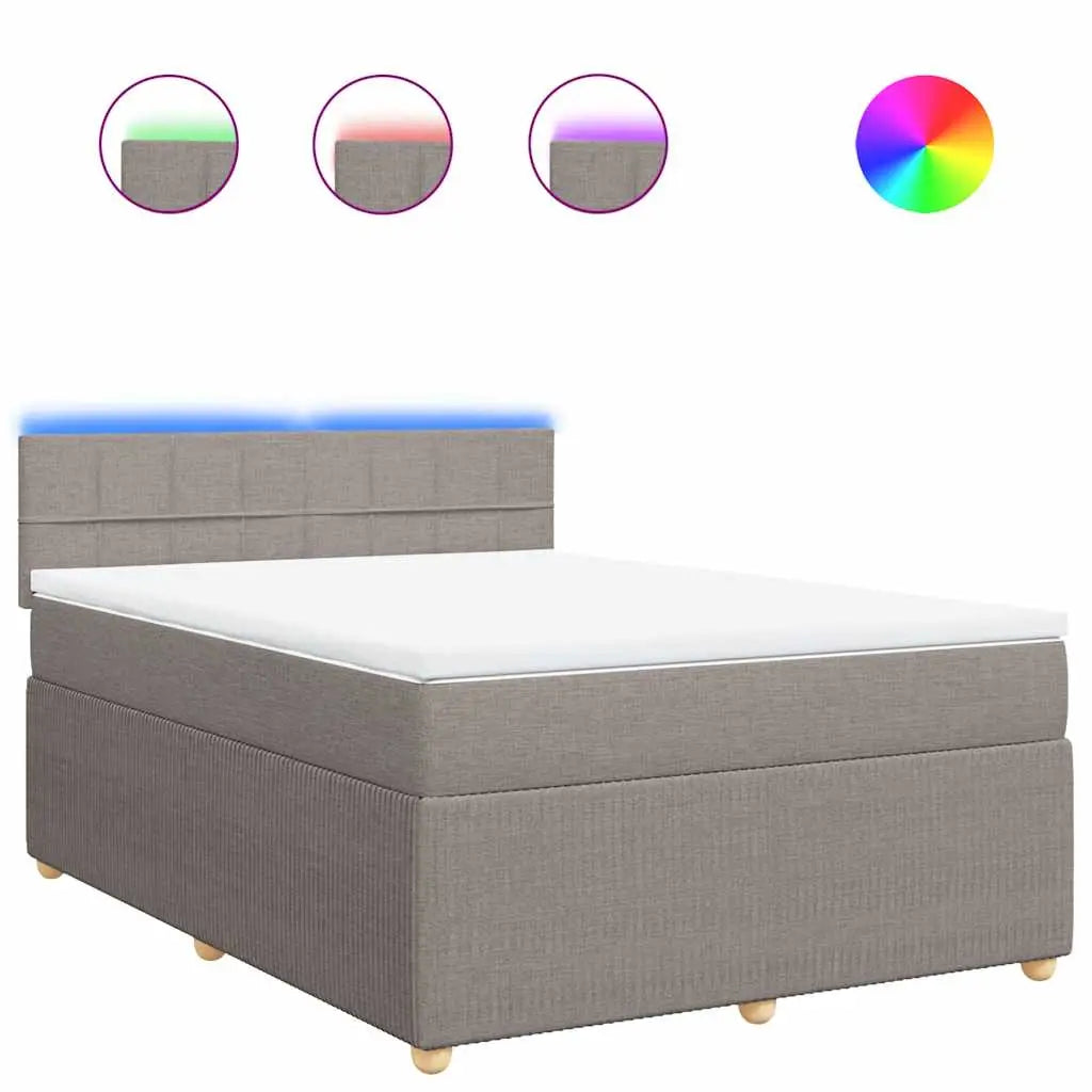 Sommier à lattes de lit avec matelas Taupe 140x190 cm Tissu - XIOS