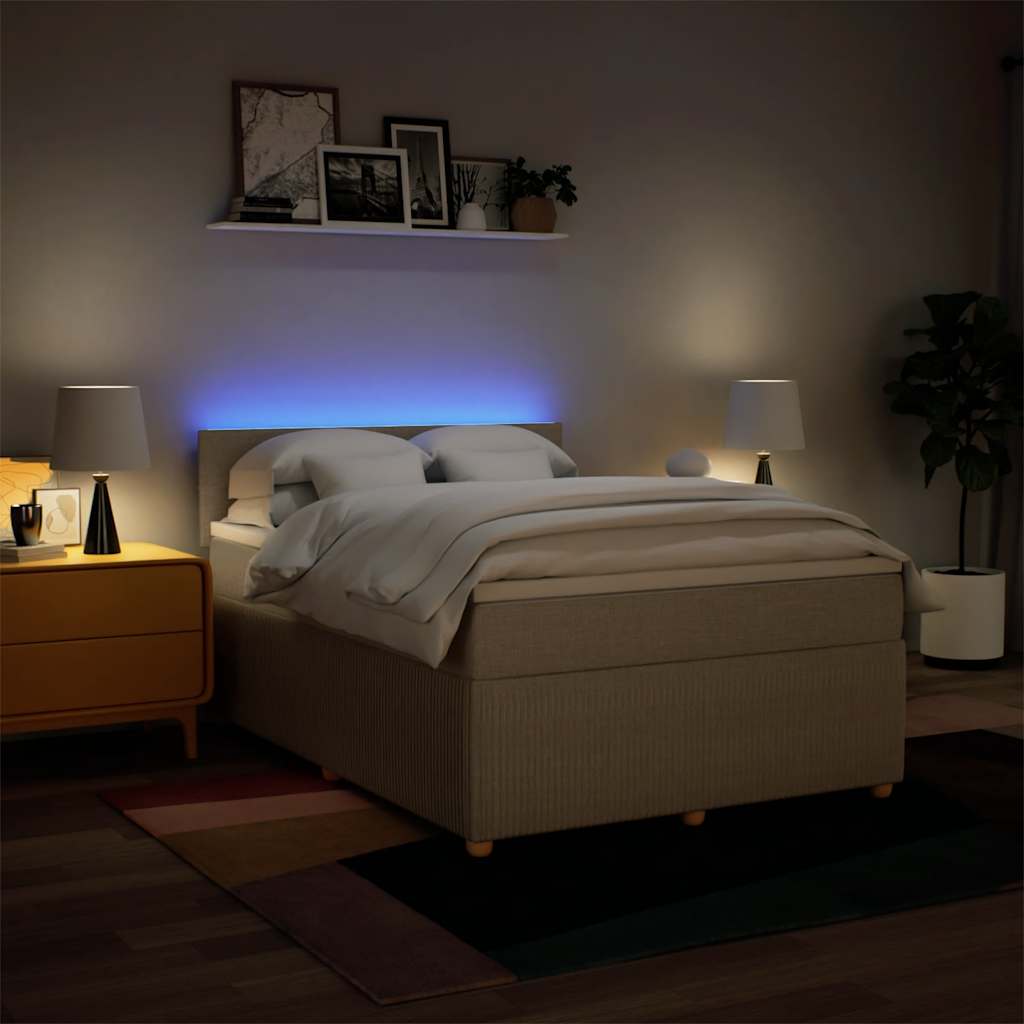 Sommier à lattes de lit avec matelas Crème 140x190 cm Tissu - XIOS