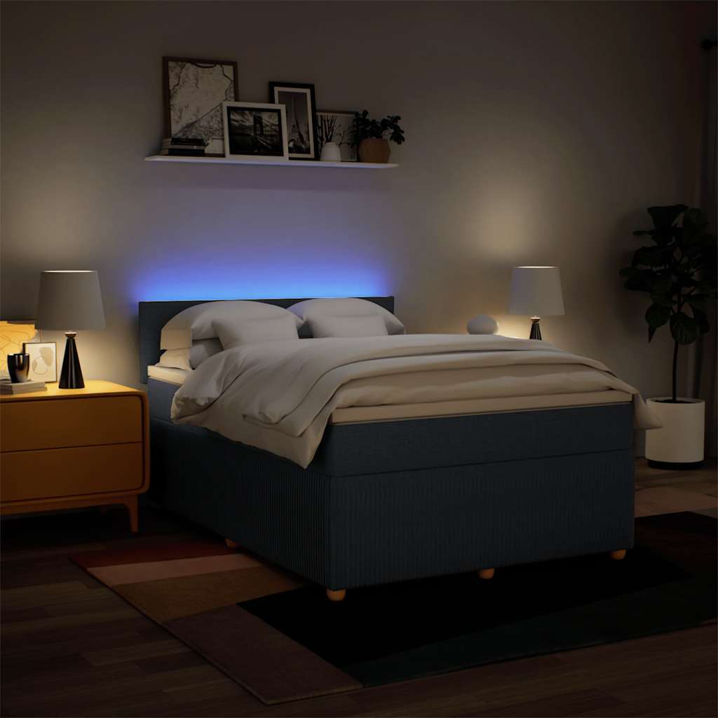 Sommier à lattes de lit avec matelas Bleu 140x190 cm Tissu - XIOS