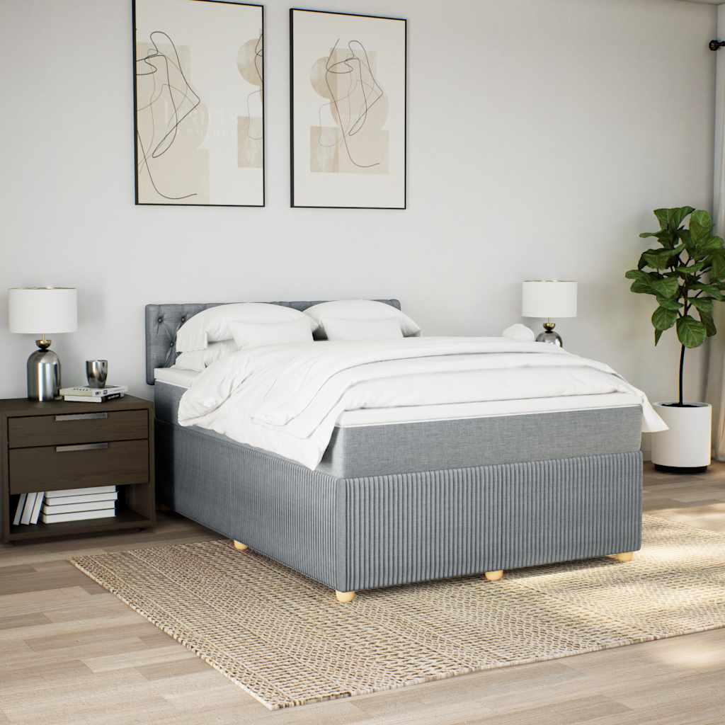 Sommier à lattes de lit avec matelas Gris clair 140x190cm Tissu - XIOS