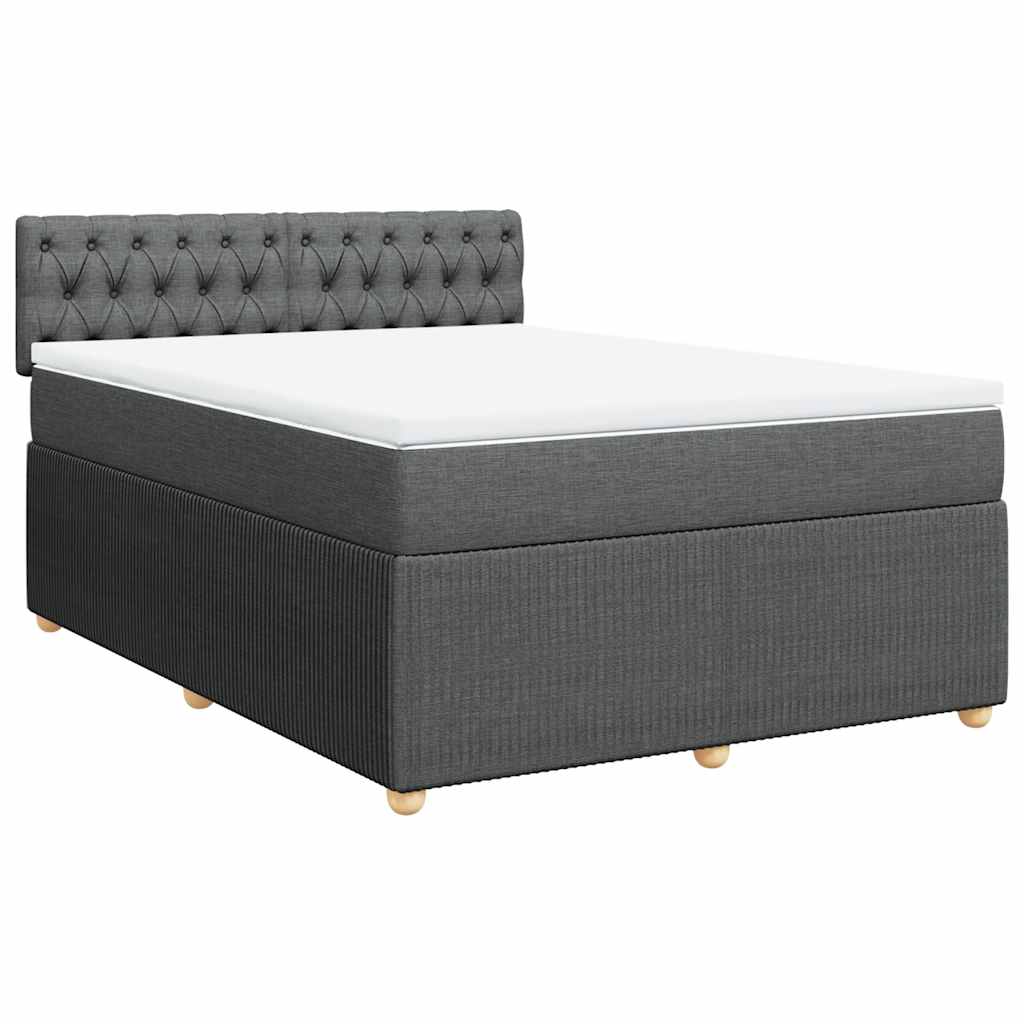 Sommier à lattes de lit avec matelas Gris foncé 140x190cm Tissu - XIOS