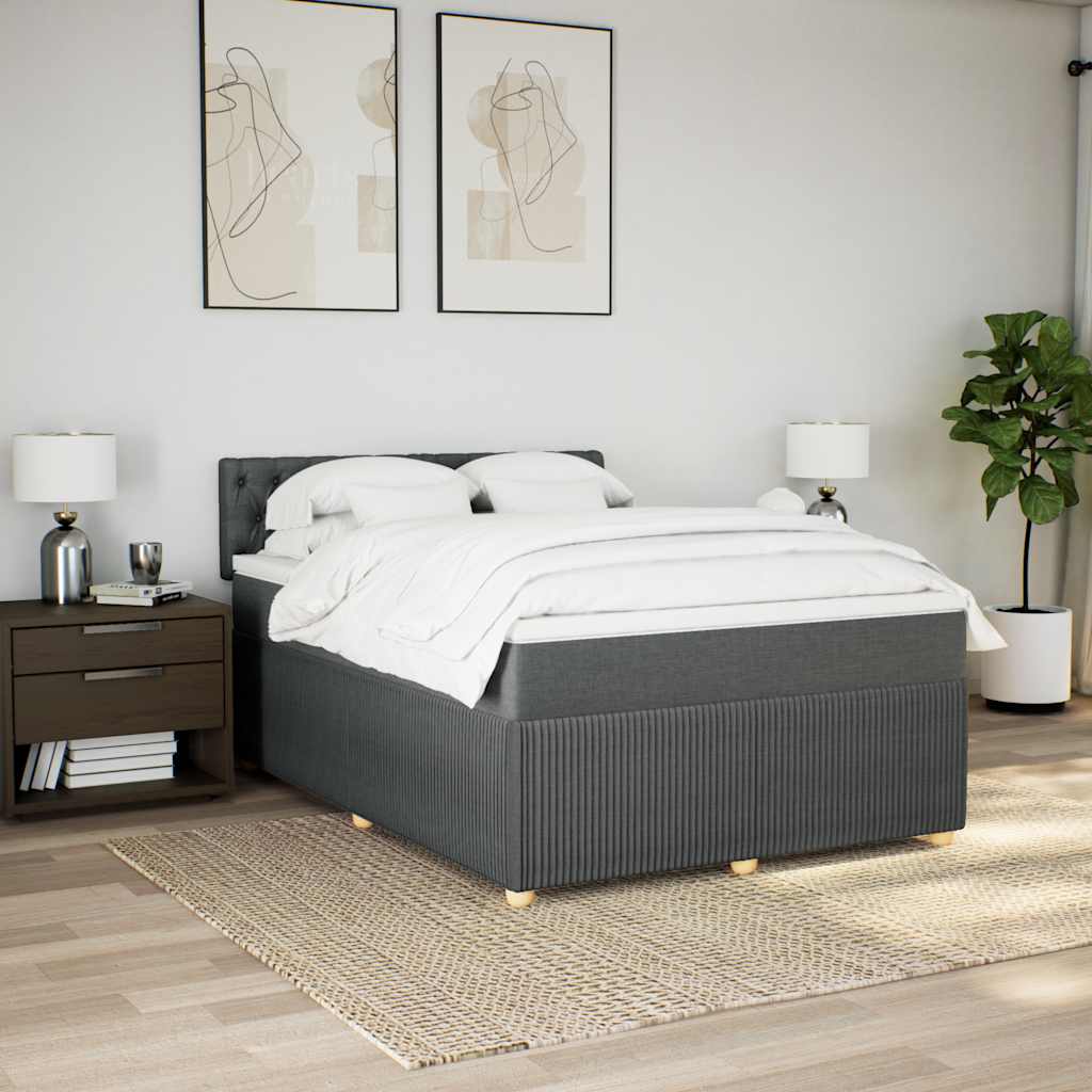 Sommier à lattes de lit avec matelas Gris foncé 140x190cm Tissu - XIOS