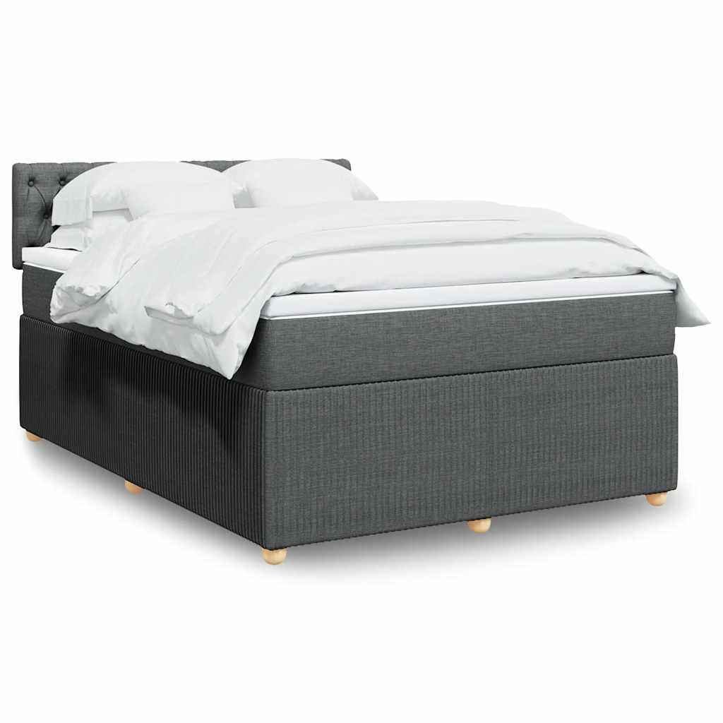 Sommier à lattes de lit avec matelas Gris foncé 140x190cm Tissu - XIOS