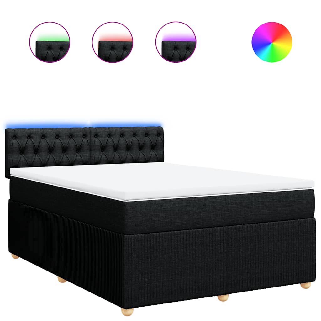 Sommier à lattes de lit avec matelas Noir 140x190 cm Tissu - XIOS