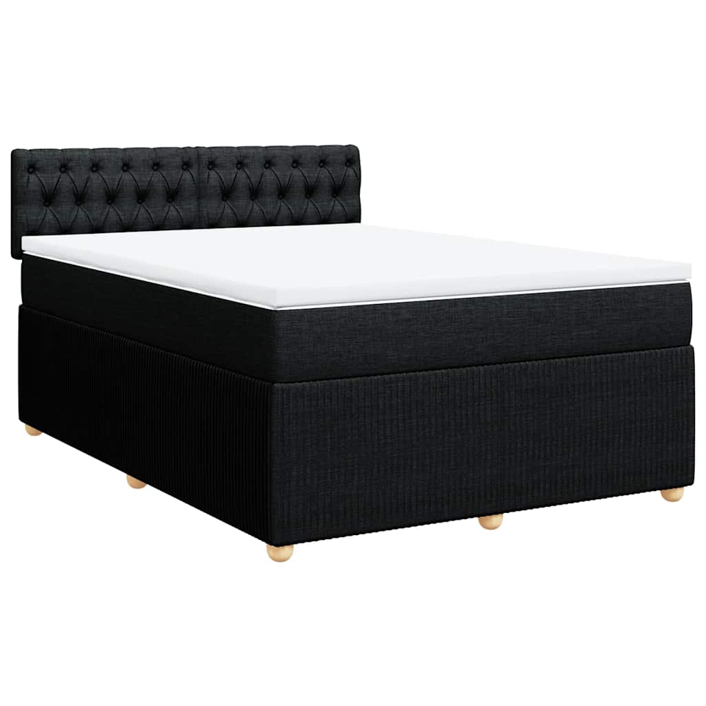 Sommier à lattes de lit avec matelas Noir 140x190 cm Tissu - XIOS