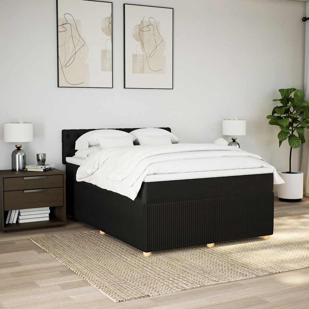 Sommier à lattes de lit avec matelas Noir 140x190 cm Tissu - XIOS