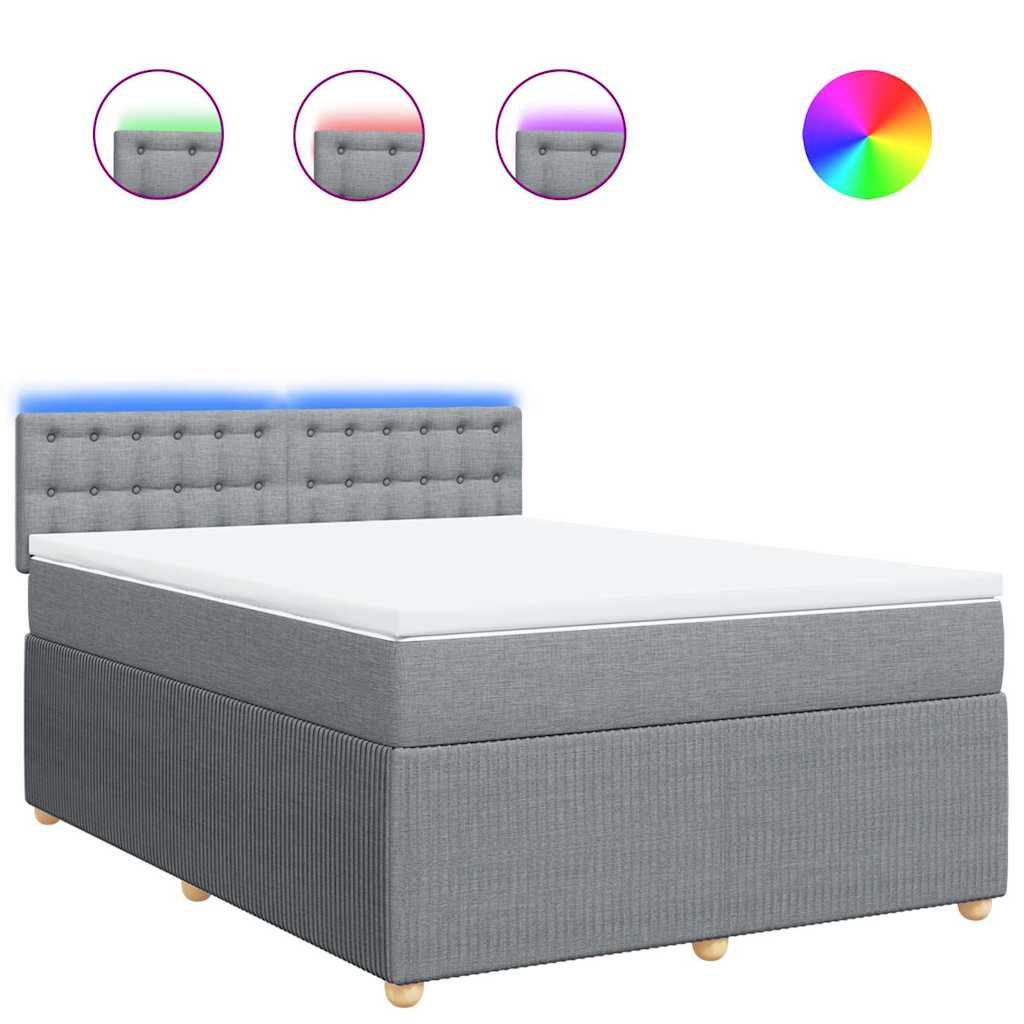 Sommier à lattes de lit avec matelas Gris clair 140x190cm Tissu - XIOS