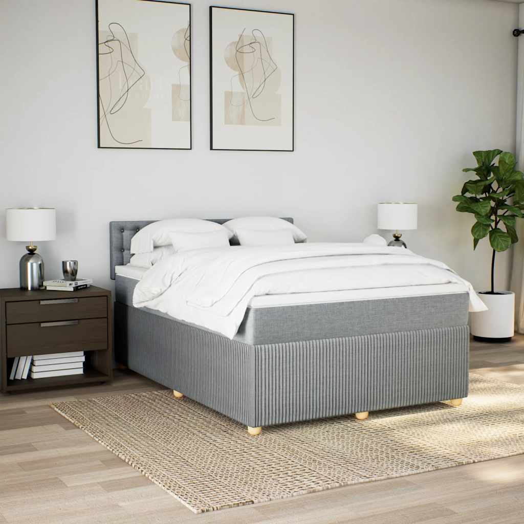 Sommier à lattes de lit avec matelas Gris clair 140x190cm Tissu - XIOS