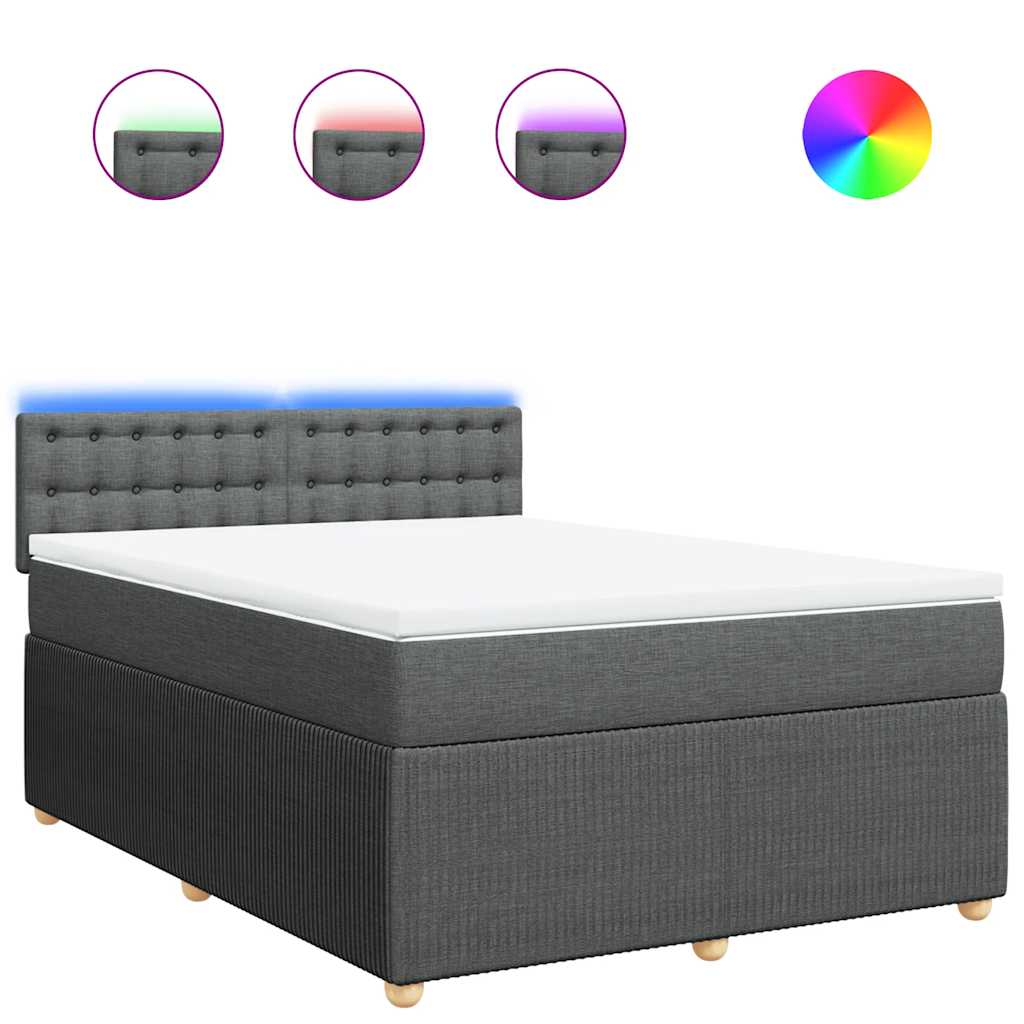 Sommier à lattes de lit avec matelas Gris foncé 140x190cm Tissu - XIOS