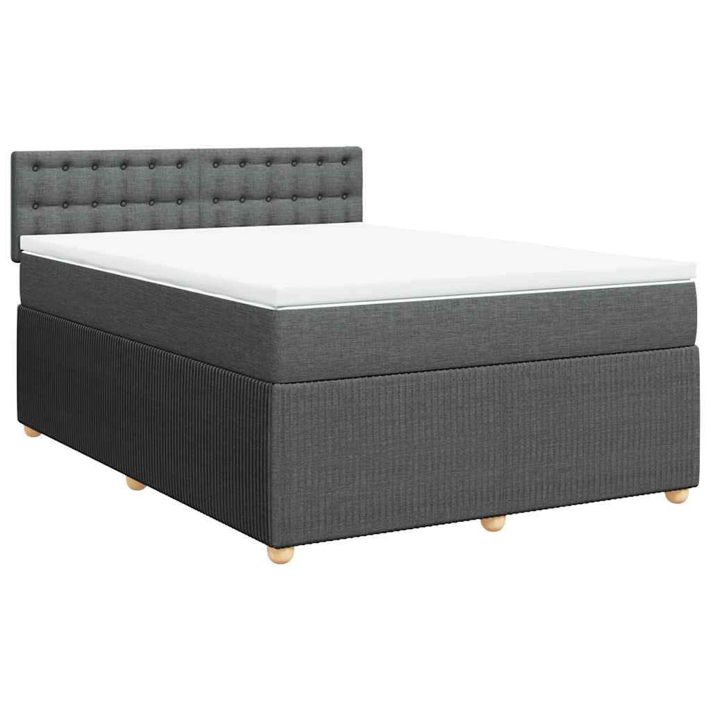 Sommier à lattes de lit avec matelas Gris foncé 140x190cm Tissu - XIOS