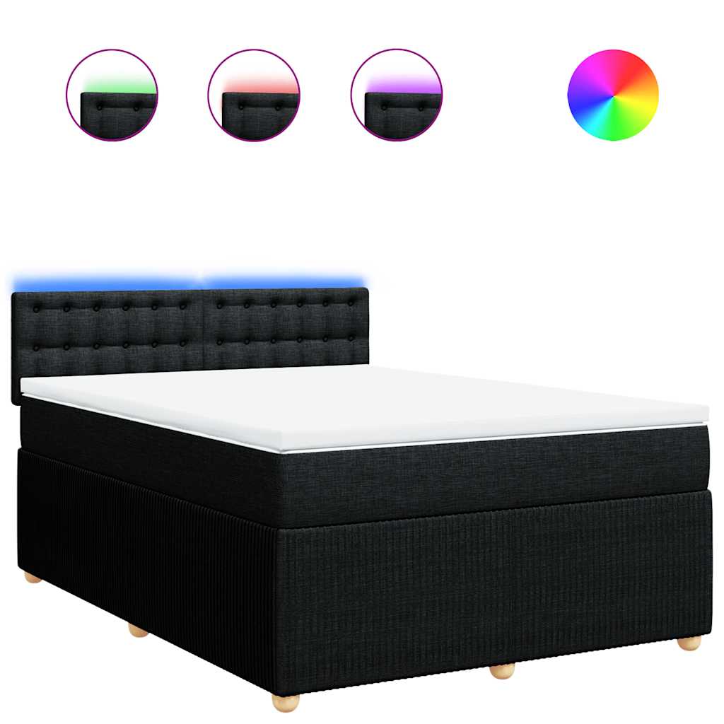 Sommier à lattes de lit avec matelas Noir 140x190 cm Tissu - XIOS