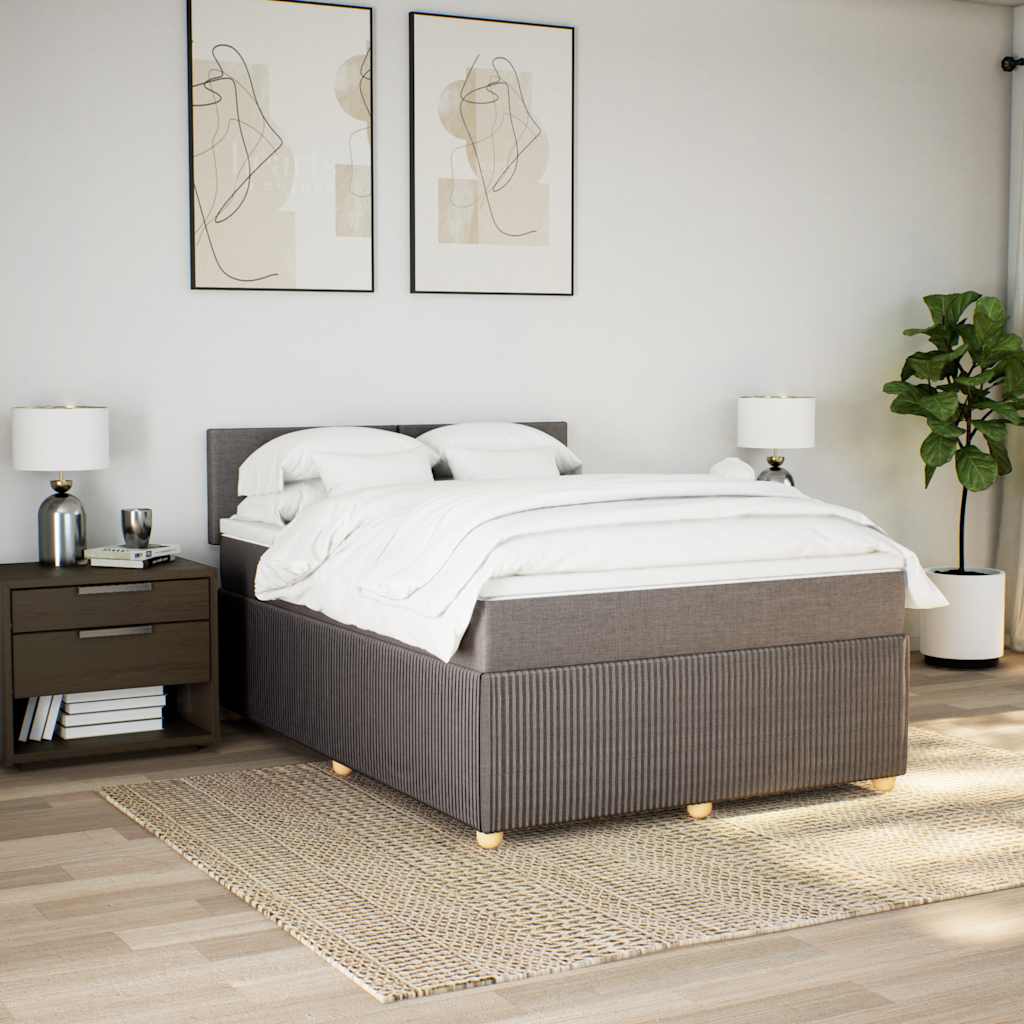 Sommier à lattes de lit avec matelas Taupe 140x200 cm Tissu - XIOS