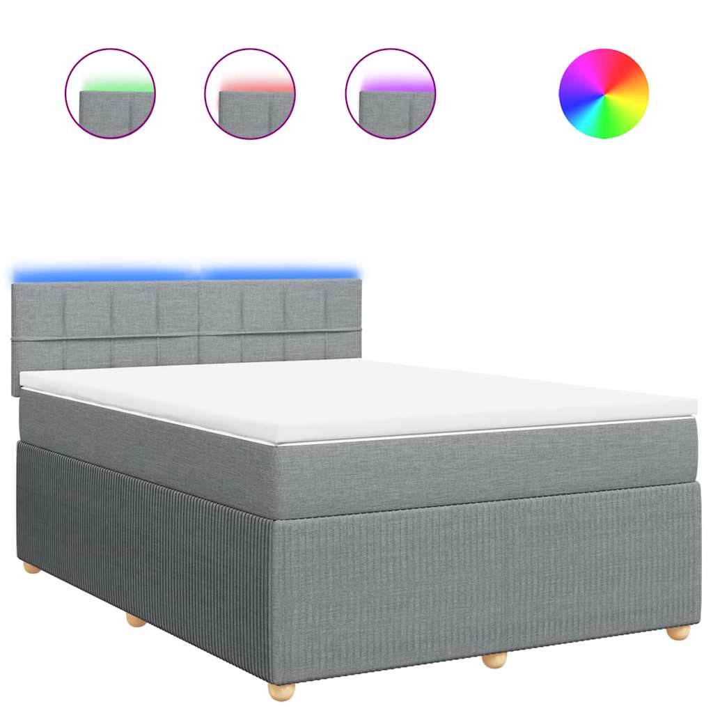 Sommier à lattes de lit avec matelas Gris clair 140x200cm Tissu - XIOS