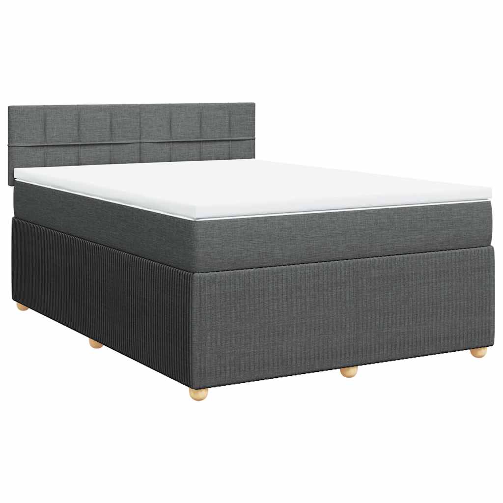 Sommier à lattes de lit avec matelas Gris foncé 140x200cm Tissu - XIOS
