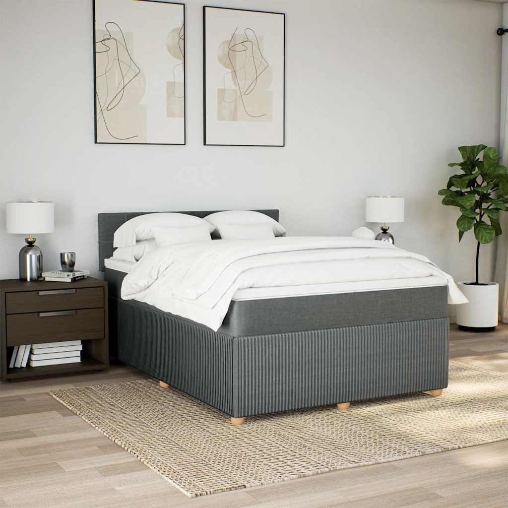 Sommier à lattes de lit avec matelas Gris foncé 140x200cm Tissu - XIOS