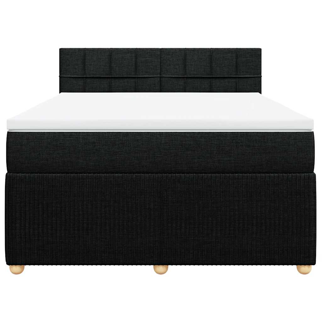 Sommier à lattes de lit avec matelas Noir 140x200 cm Tissu