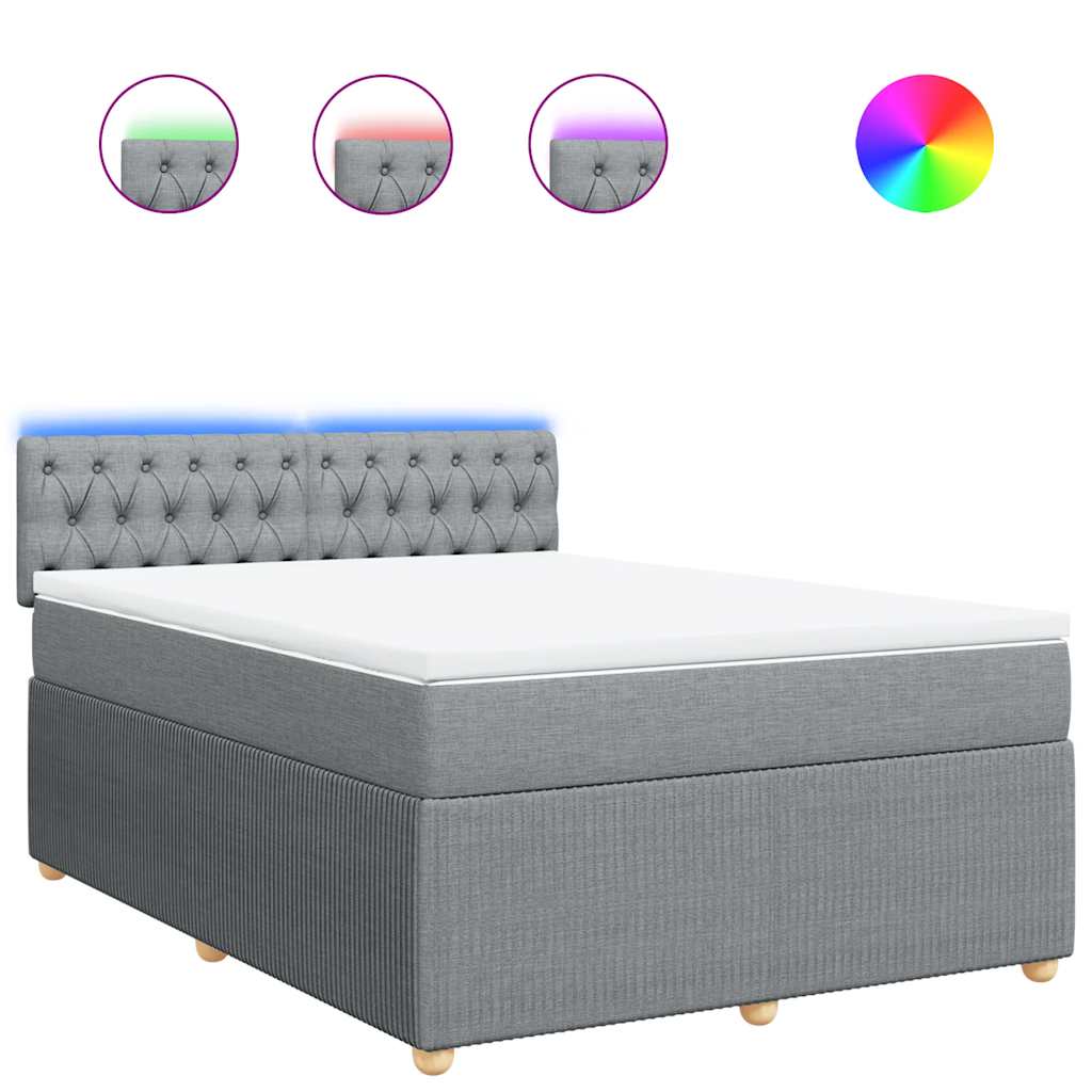Sommier à lattes de lit avec matelas Gris clair 140x200cm Tissu - XIOS