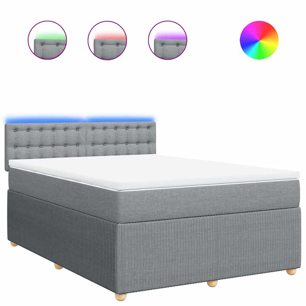 Sommier à lattes de lit avec matelas Gris clair 140x200cm Tissu - XIOS