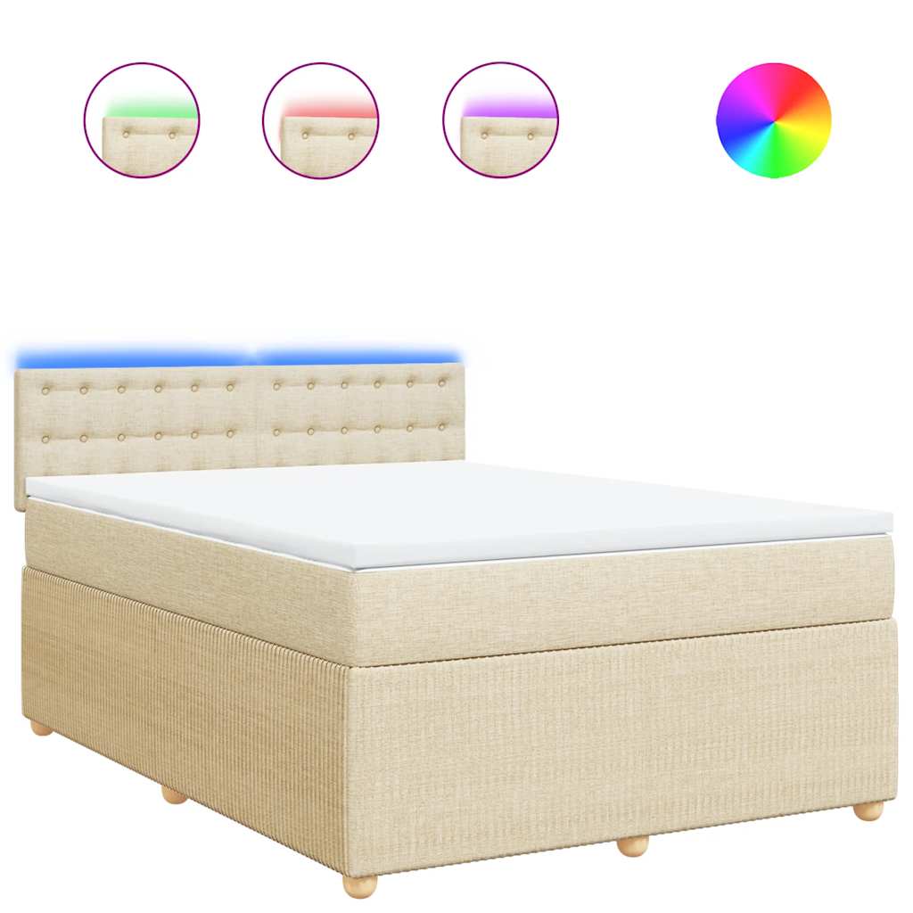 Sommier à lattes de lit avec matelas Crème 140x200 cm Tissu - XIOS