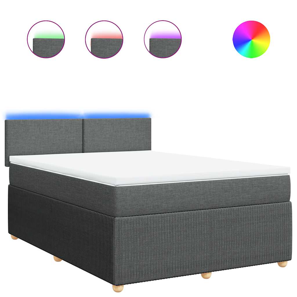 Sommier à lattes de lit avec matelas Gris foncé 160x200cm Tissu - XIOS