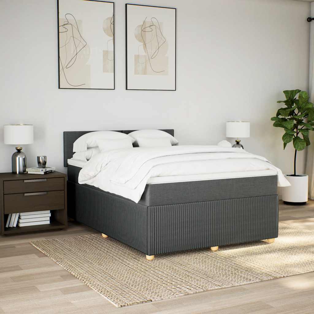 Sommier à lattes de lit avec matelas Gris foncé 160x200cm Tissu - XIOS