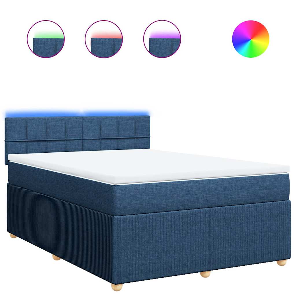 Sommier à lattes de lit avec matelas Bleu 160x200 cm Tissu - XIOS