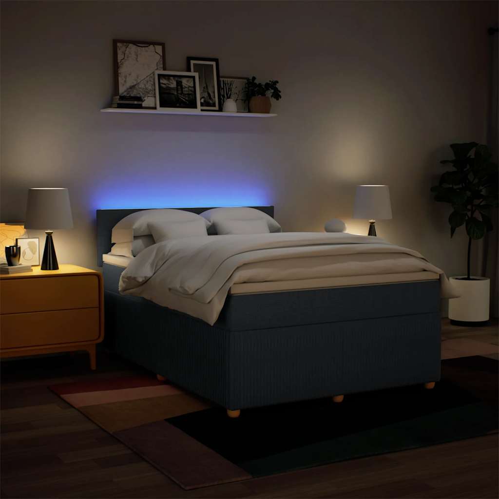 Sommier à lattes de lit avec matelas Bleu 160x200 cm Tissu - XIOS