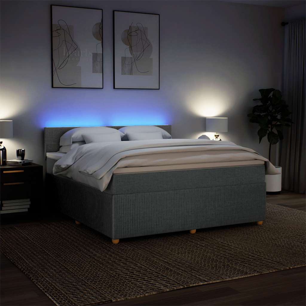 Sommier à lattes de lit avec matelas Gris foncé 180x200cm Tissu