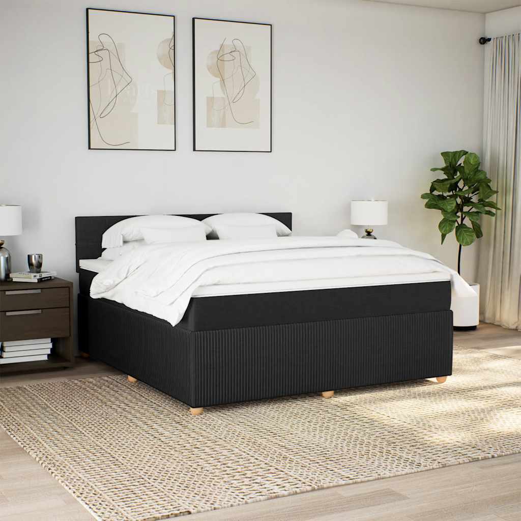 Sommier à lattes de lit avec matelas Noir 180x200 cm Tissu - XIOS